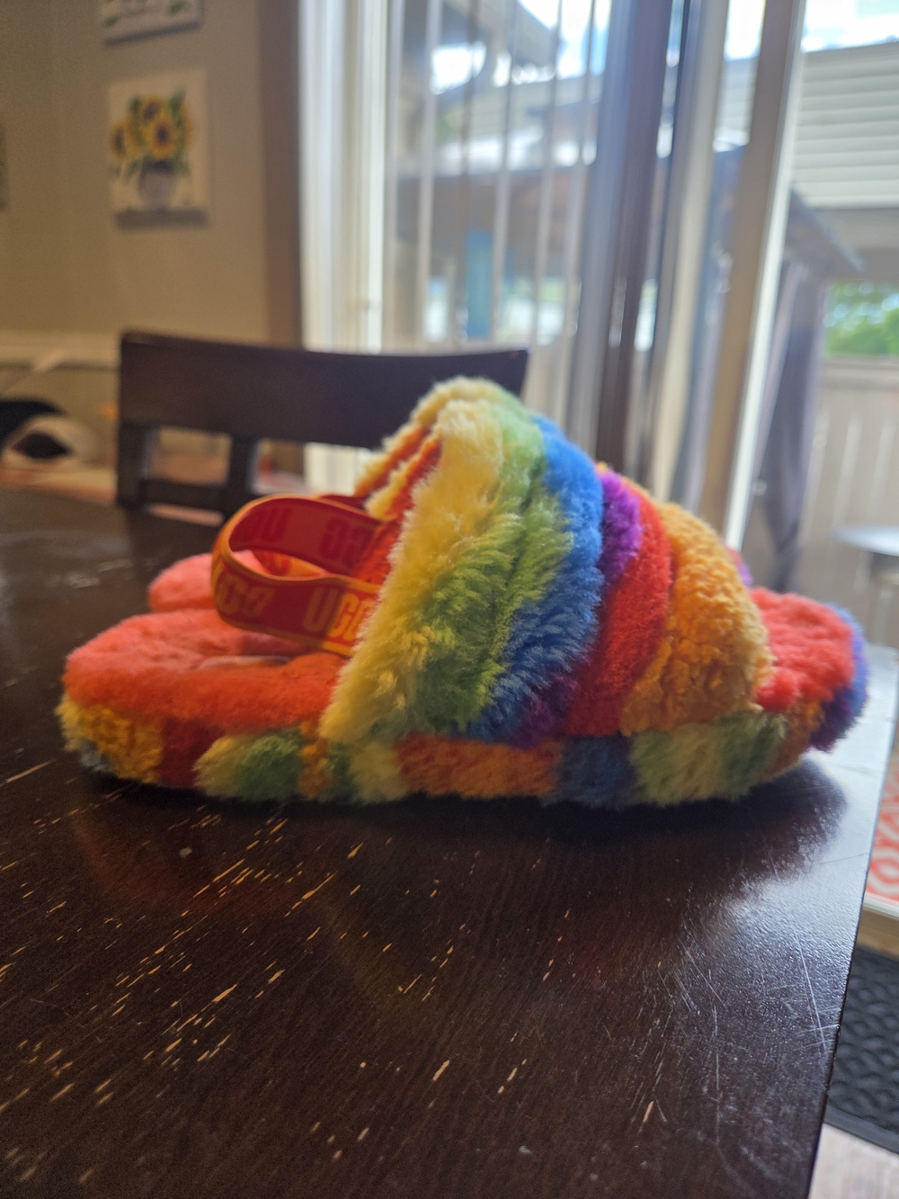 UGG Rainbow Fuzzy Slide Slippers - Multicolor Plush